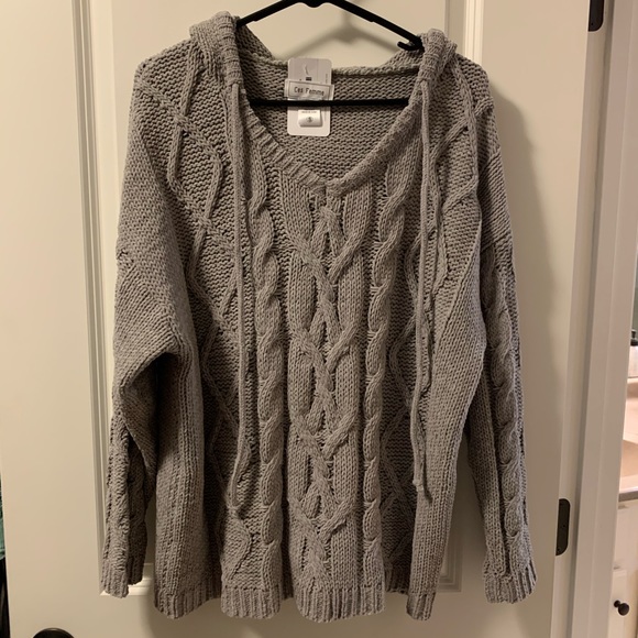 Ces Femme Sweaters - Royal & Reece Kelsey Knit Hoodie, Gray, NWT